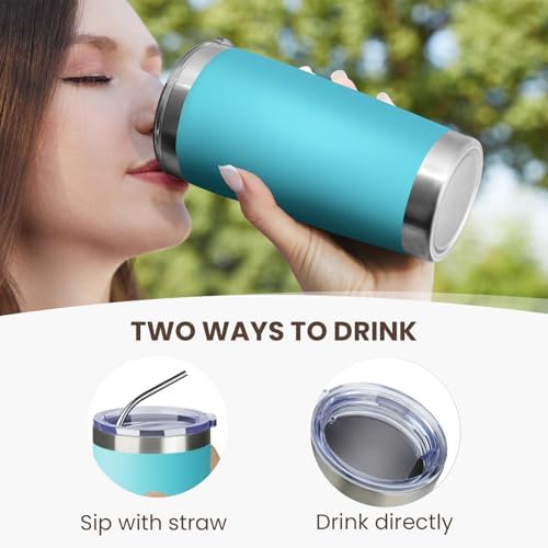 MEWAY 20oz Tumbler 12 Pack Double Wall Vacuum Insulated Travel Mug Bulk, Stainless Steel Tumblers with Lid and Straw, Durable Powder Coated Coffee Cups for Cold & Hot Drinks (Blue, 12) - Image 3