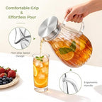 2 Pack Glass Pitcher with Lid and Handle for Fridge, Iced Tea and Coffee Carafe Beverage Serveware, 2 Liters/68 oz Heat Resistant Borosilicate Water Jug for Hot/Cold Drinks - Image 6