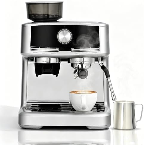 Espresso Machine with 20Bar Pump,Burr Grinder,Steam Wand 30 Grind Settings by HOME