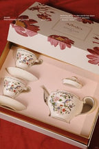 Aynsley Porcelain Tea Set Adult Ceramic Tea Set European Flower Painting Teapot Cup Saucer Spoon for Women Mom Gift (Fresh Style,5 Pcs) - Image 5