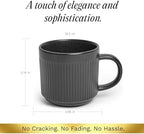 SANGO Anderson Black Coffee Mugs Set of 4, 16.5 oz Stoneware Coffee Mug Set, Big Ceramic Tea Cup with Matte Glaze for Cappuccino, Latte, Large Coffee Cups with Handle, Microwave & Dishwasher Safe - Image 3