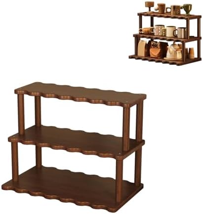 Wooden Mug Holder Countertop, 3 Tier Coffee Cup Holder Mug Display Coffee Mug Organizer Mug Rack for Coffee Station Organizer Mug Shelf for Cabinet for Kitchen, Home,50cm by Unknown