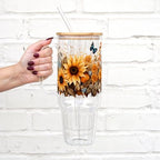 Sip-Sip Hooray! Wildflower 40oz Glass Tumbler with Handle, Lid and Straw, Floral Iced Coffee Cup for Women, Flower Lover Gift, Large Botanical Drinkware - Image 2