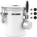 ShanSon Coffee Canister Airtight, Stainless Steel Bean Storage Container with Date Tracker & Scoop, Grounds Sugar Flour Tea Cereal Fits Kitchen Pantry, Ideal Gift for Coffee Lovers,16oz, White by ShanSon