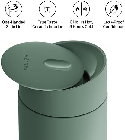 Fellow Carter Slide Ceramic Lined Travel Mug 12 oz, Coffee, One-Handed Lid - Image 2