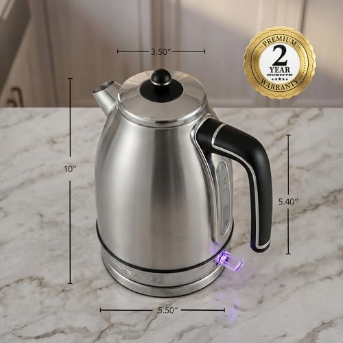 OVENTE 1.7L Stainless Steel Electric Kettle, 1500W Power, Silver KS777S - Image 6