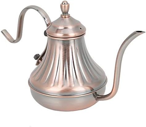 Tyenaza Elegant Gooseneck Tea Kettle, Vintage Stainless Steel Coffee Pot, 450ml Long Mouth Teapot with Ergonomic Handle for Café & Home Kitchen by Tyenaza
