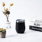 Lifecapido 4 Pack 12Oz Stainless Steel Stemless Wine Glasses, Insulated Wine Tumbler, Stainless Steel Wine Tumbler Cups with Lids and Straws for Coffee, Cocktails, Wine, Champaign, Black… - Image 3