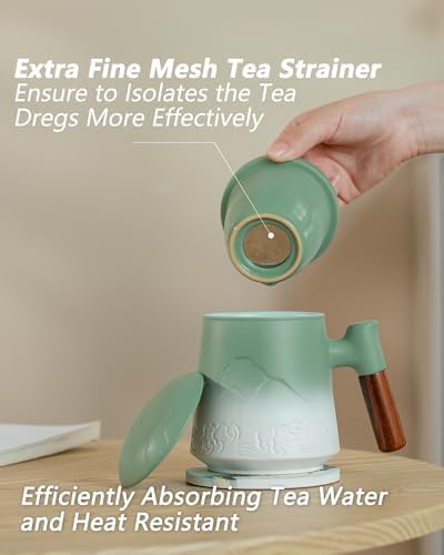 ZENS Tea Infuser Mug with Lid & Coaster for Loose Leaf Tea Steeper, 15oz - Image 3