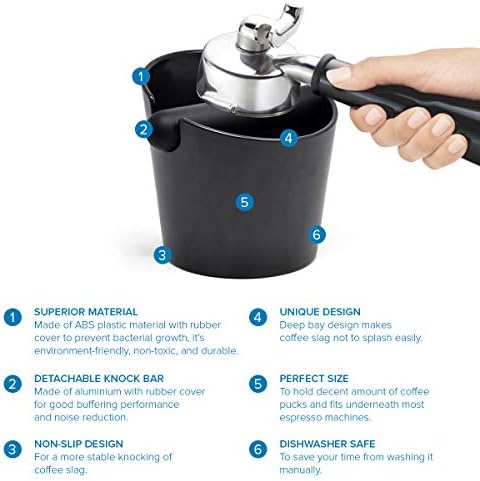 Coffee Knock Box - Joeji's Kitchen Espresso Grounds Bin Non-Slip Base - Image 3