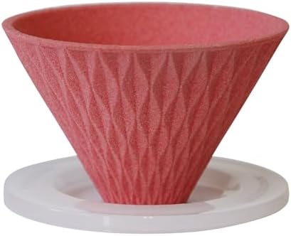 Kofil 13904302 Flow Flow Corrugated Ceramic Coffee Filter Dripper with Dedicated Base, Salmon Pink, Made in Japan by Unknown
