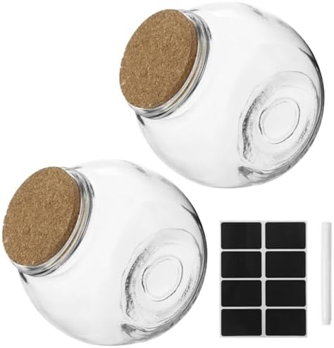 2 Pcs Glass Cookie Jars, 71 oz Wide Mouth Food Storage Canisters, Vacuum-sealed Cork Lids, Large Candy Jar for Kitchen Pantry, Marker and Labels Included, for Coffee, Tea, Flour, Beans - Image 6