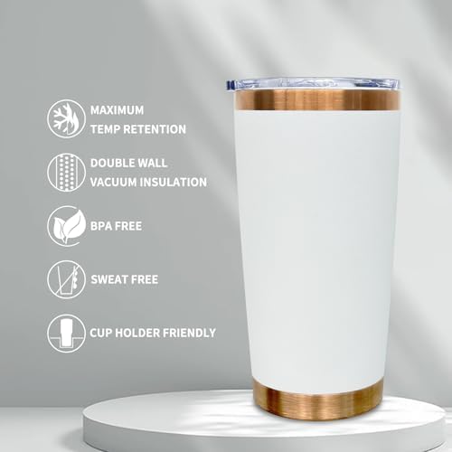 20 oz Tumbler Bulk Stainless Steel Tumblers with Lids and Straws White - Image 3
