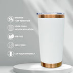 20 oz Tumbler Bulk Stainless Steel Tumblers with Lids and Straws White - Image 3