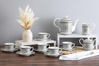 Complete Porcelain Tea Set for 6 - Silver Mosaic Design, 17 Piece - Image 5