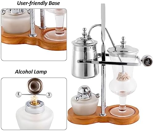 LOYALHEARTDY Vintage Siphon Coffee Maker, Belgian Luxury Syphon Coffee Machine with Royal Family Temperament, Silver Retro Royal Family Balance Siphon Coffee Maker Siphon Brewer Vintage Coffee Pot - Image 7