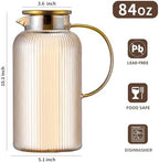 Buaic Glass Pitcher with Lid, 84 oz/ 2.5L Amber Glass Water Pitcher - Image 2