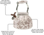 2 Qt Enamel Tea Kettle, Stovetop Whistling, Brown - Image 2