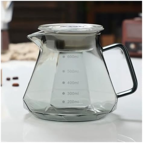Design Glass Coffee Carafe Glass Coffee Server for Drip Coffee Maker,Coffee Pot with Lid,Pour Over Coffee Filter(600ml with lid) by Unknown