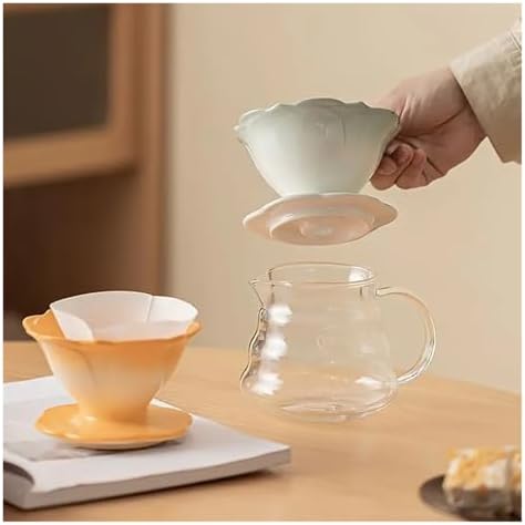 Hand Brewed Coffee Filter Cup Ceramic Drip Spiral Household Conical Pot Dripper(Pink) - Image 5