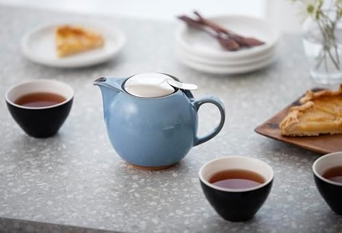 Zero Japan Bee House Round Teapot - Ceramic Teapot with Removable Lid & Stainless Steel Infuser for Loose Tea - Tea Pot for Two - Hydrangea Blue (24 oz) - Image 3