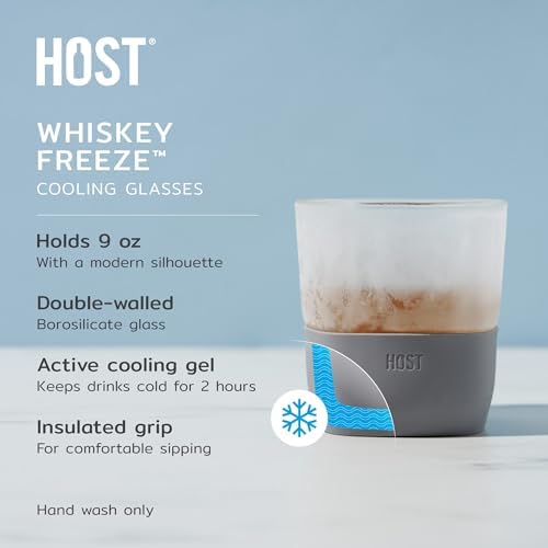 Host Glass Freeze Whiskey Cooling Glasses, Double Wall Glass Cups, Drink Tumblers for Whiskey Tumblers, Insulated Cup Drinkware, 9oz Glass Set of 2 - Image 2