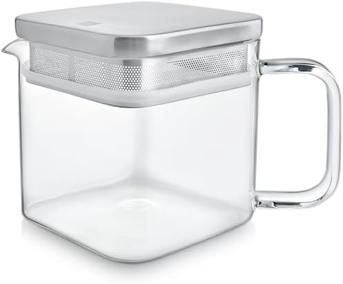 Teabloom Stackable Cube Glass Teapot for All Types of Teas – 27 oz (800mL) – Heat-Resistant Borosilicate Glass, Stainless Steel Filter Lid, Space-Saving Stackable Design - Image 3