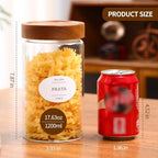3 Pcs 40.5 oz/1200ml Glass Jars with Airtight Screw-On Wooden Lids, Medium Decorative Glass Food Storage Container Jar Set for Coffee Bean,Nut,Candy, Flour,Sugar, Snacks,Oatmeal,pasta - Image 3