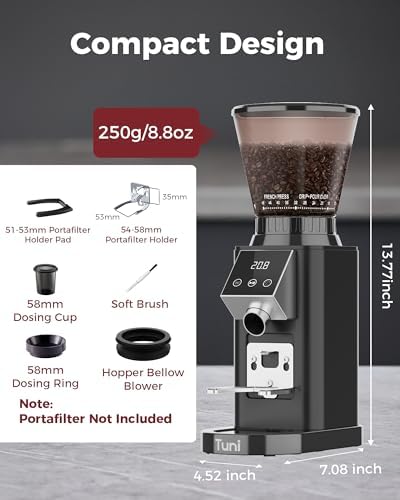 Tuni G1 Conical Burr Coffee Grinder with Coffe Knock Box(Noir) - Image 5
