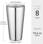 Beasea Stainless Steel Cups 19 oz, 8 Pack Large 18.6oz 550ml Stainless Steel Water Drinking Tumbler Stackable Double Wall Insulated Metal Pint Glasses Tin Cups for Home Party Camping - Image 2