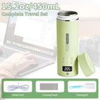 Green Travel Electric Kettle with LCD Display, 6 Temperature Settings, 450ml / 15.2oz, 304 Stainless Steel, Auto Shut-Off and Dry Boil Protection, Compact and Portable Electric Kettle - Image 3