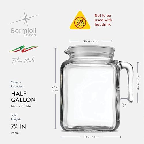 Bormioli Rocco Hermetic Seal Pitcher With Lid and Spout [68 Ounce] for Homemade Juice & Iced Tea or for Glass Milk Bottles, Clear - Image 3