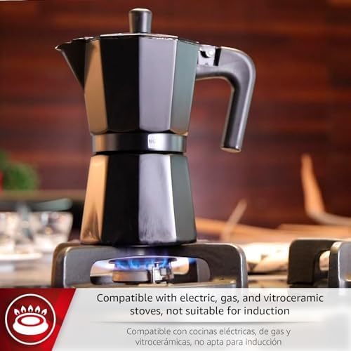 Magefesa Kenia Noir Stovetop Espresso Moka Pot, 9-Cup/15 oz, Italian Coffee Maker for Cuban Coffee, Extra-Thick Aluminum, Heat-Resistant Handle, Safe & Easy-to-Use, Greca Coffee Maker - Image 3