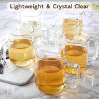 Glass Coffee Mugs, 24 oz Ice coffee cups, Large Clear Tea Cups Set of 6, Glass Mugs with Handles, Glass Cups for Latte, Cappuccino, and Tea - Image 5