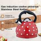 Tea Kettle Stovetop, Whistling Teapot 304 Stainless Steel 3.2 Quart Teakettle, Polka Dot Teapots for Stove Top, Whistle Tea Pot with Cool Touch Ergonomic Handle (Red, 3.2 Quarts) - Image 2