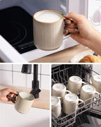 famiware Coffee Mug Set of 6, Star 12 oz Ceramic Mugs Cups Set with Handle - Image 6