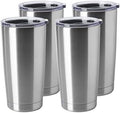 HASLE OUTFITTERS 20oz Stainless Steel Tumblers Bulk, Insulated Travel Cup with Lid, Double Wall Vacuum Coffee Mug for Cold & Hot Drinks 4 Pack, Silver by HASLEOUTFITTERS