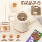 Ceramic Electric Kettle, Automatic Shut Off Tea Kettle & Hot Water Boiler Pot For Coffee & Tea, Prevent Boil Dry, 1.2L 1000W, Cream White - Image 5