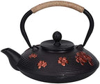 Cast Iron Teapot, 900ML Japanese Tetsubin Tea Kettle with Red Oriental Cherry Pattern for Loose Leaf Tea - Image 6