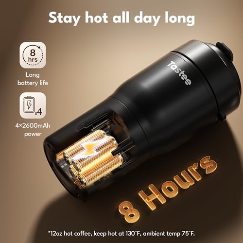 Tastee Heated Coffee Mug – 12oz Portable Travel Mug with 1℉ Precise Temperature Control, 8-Hour Heat Retention, 30W Fast Charging, Leak-Proof, Wide Mouth, Gift-Ready for Office, Home & Outdoor(Black) - Image 5