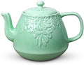 Toptier Leaf Teapot, Porcelain Tea Pot with Infuser and Lid, Blooming & Loose Leaf Ceramic Teapot, 37 Ounce, Light Green by toptier
