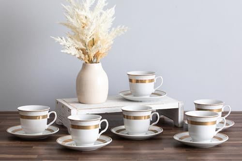 Porcelain Tea Set - White and Gold Rope Design, 12 Piece Set - Image 6