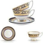 Luxury White & Gold Embossed Tea Cups and Saucers with Teapot, Sugar Bowl, & &Creamer, Vintage European Porcelain Coffee Set for Tea Party, Wedding, Gift (Gold&Navy Blue, 4pcs/set) - Image 7