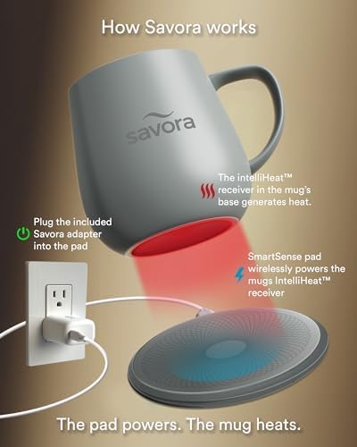 12oz IntelliHeat™ Coffee Mug | Barista’s Choice | Exclusive Wireless SmartSense Pad | Maintains Perfect 135°F | Hand-Crafted Ceramic Mug & Lid | for Tea Drinkers | Backed for Life - Grey - Image 2