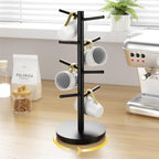 Cup Rack Coffee Mug Tree Bamboo Countertop Organizer Stand with 8 Hooks Organizer - Image 3
