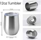 HASLE OUTFITTERS 12oz Wine Tumbler with Lid Stemless Wine Glasses Double Wall Vacuum Travel Mugs stainless steel Coffee Cup for Cold & Hot Drinks Wine Coffee Cocktails Beer 12 Pack Stainless Steel - Image 3
