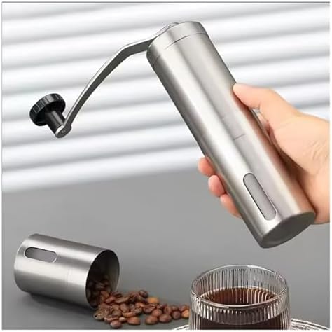 Stainless Home Portable Manual Coffee Grinder Hand Coffee with Ceramic Burrs Adjustable Settings Portable Hand Crank Tools(Small) - Image 2