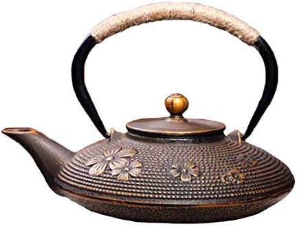 tetsubin Cast iron Tea Kettle workshop Healthy japanese flower pattern Teapot with Stainless Steel Infuser send gift（30.4oz）【gold Cherry blossom】 by Unknown