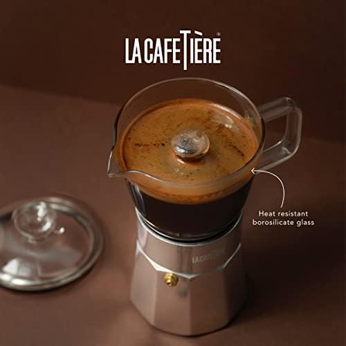 La Cafetière Verona Glass Espresso Maker, Chrome, 6 Cup, Gift Boxed - Image 4