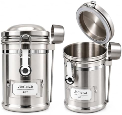 PRINCE G Airtight Coffee Canister – Premium Stainless Steel Coffee Storage Container with Scoop, 260g Capacity, Fresh Coffee Bean Storage Jar, Taiwan-Made Premium Quality (Silver) by Unknown